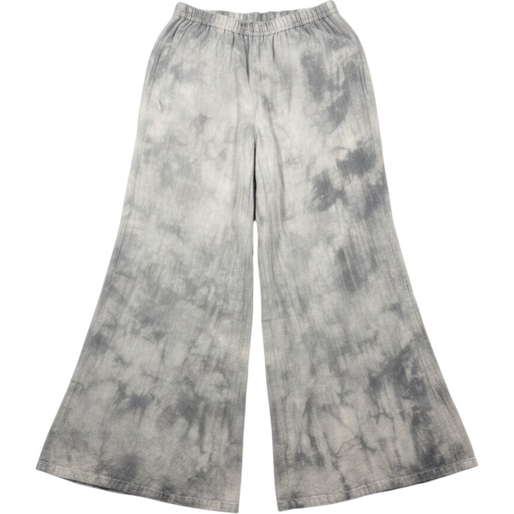 Oh My Gauze Wide Leg Pants Womens 1 Grey Excellent Tie Dye Slit Cotton Boho